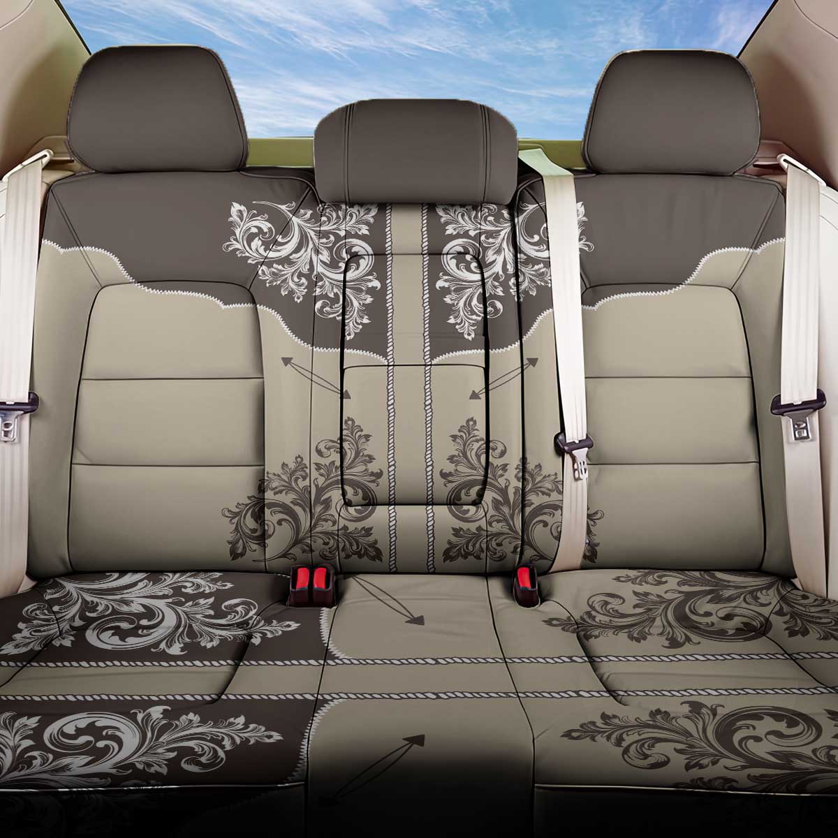 Vintage Western Cowboy Back Car Seat Cover Brown Version - Wonder Print Shop