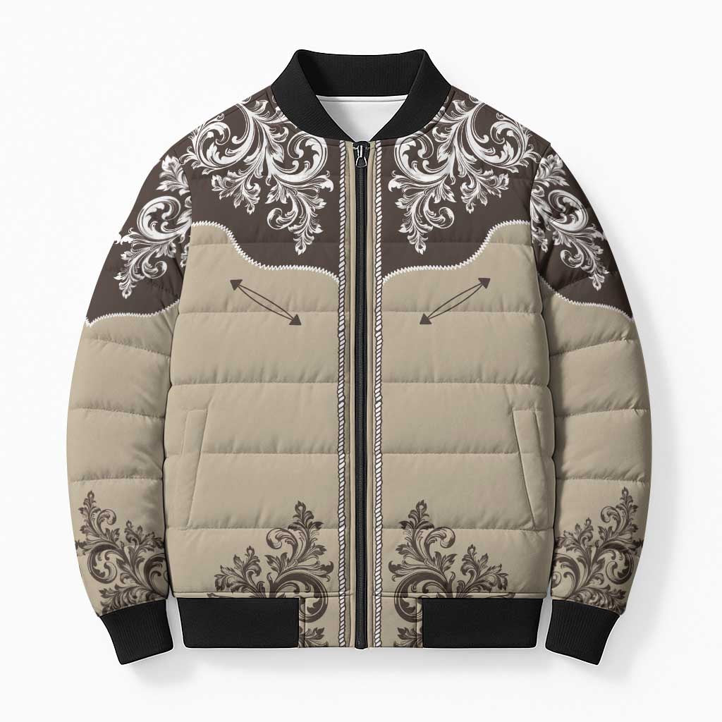 Vintage Western Cowboy Bomber Puffer Jacket Brown Version - Wonder Print Shop