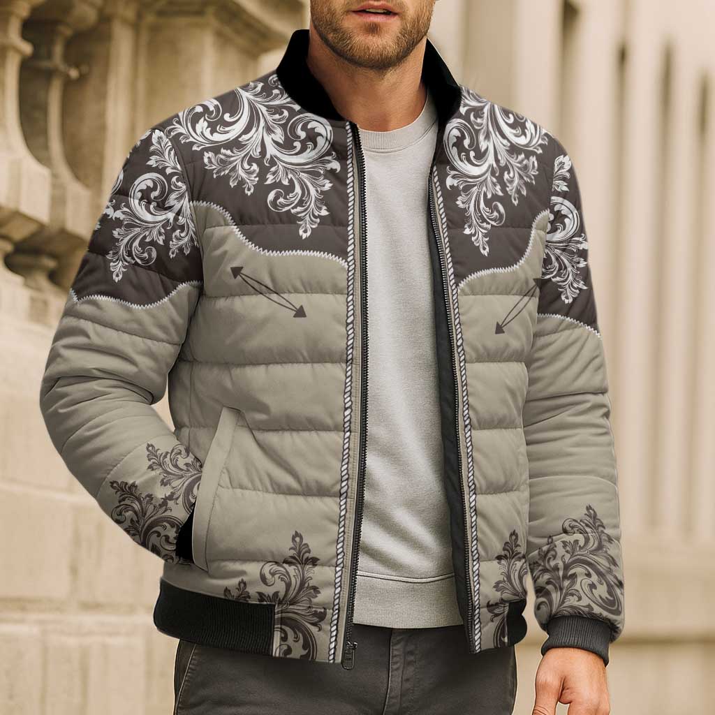 Vintage Western Cowboy Bomber Puffer Jacket Brown Version - Wonder Print Shop