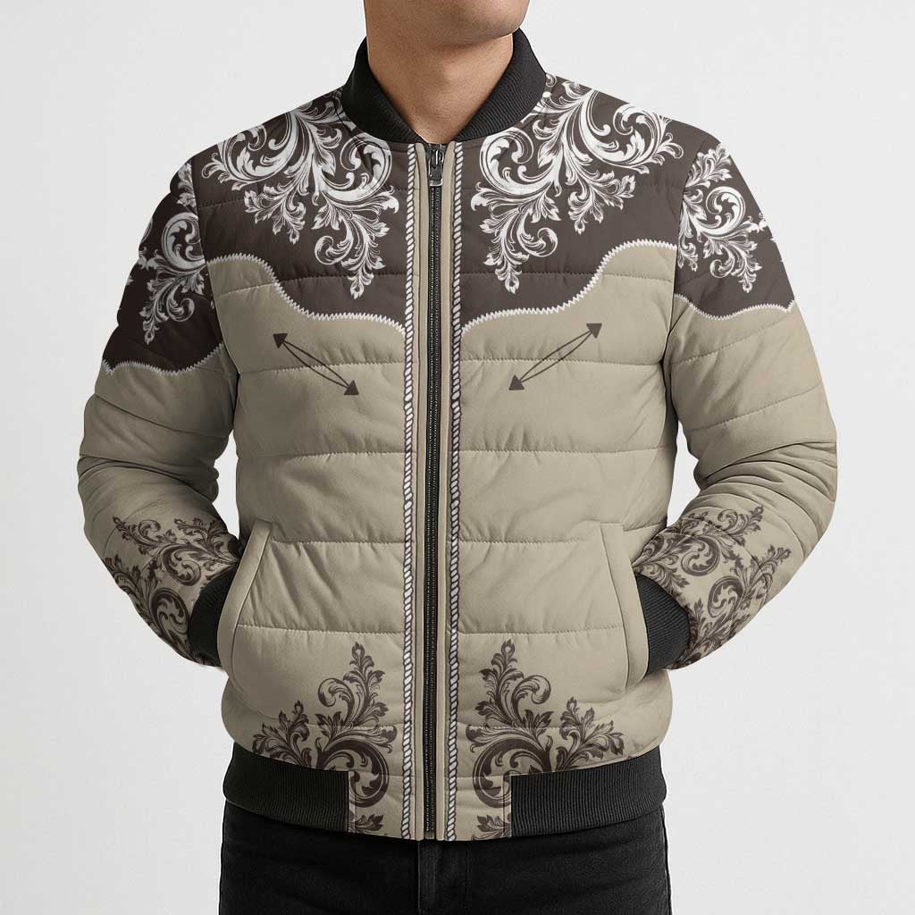Vintage Western Cowboy Bomber Puffer Jacket Brown Version - Wonder Print Shop