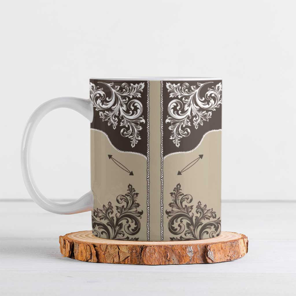 Vintage Western Cowboy Ceramic Mug Brown Version - Wonder Print Shop