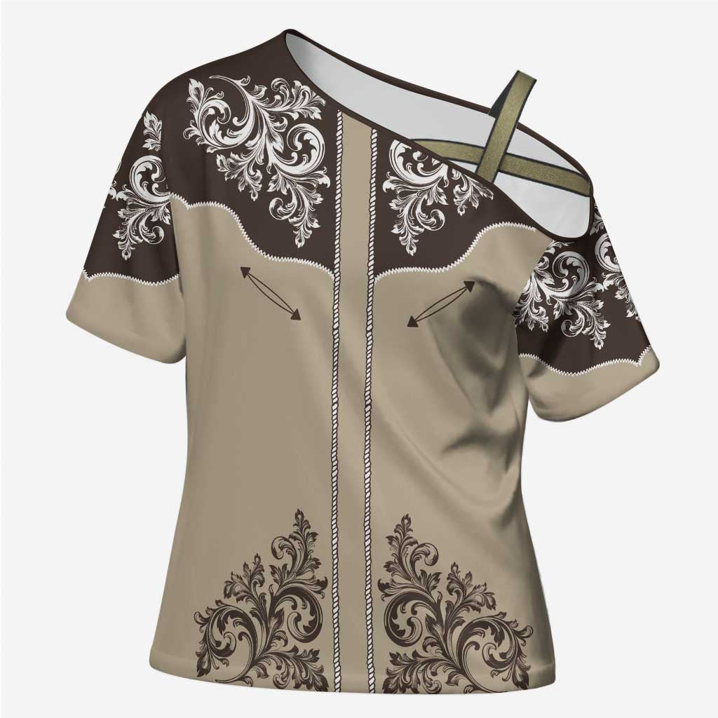 Vintage Western Cowboy Cross Shoulder Shirt Brown Version - Wonder Print Shop