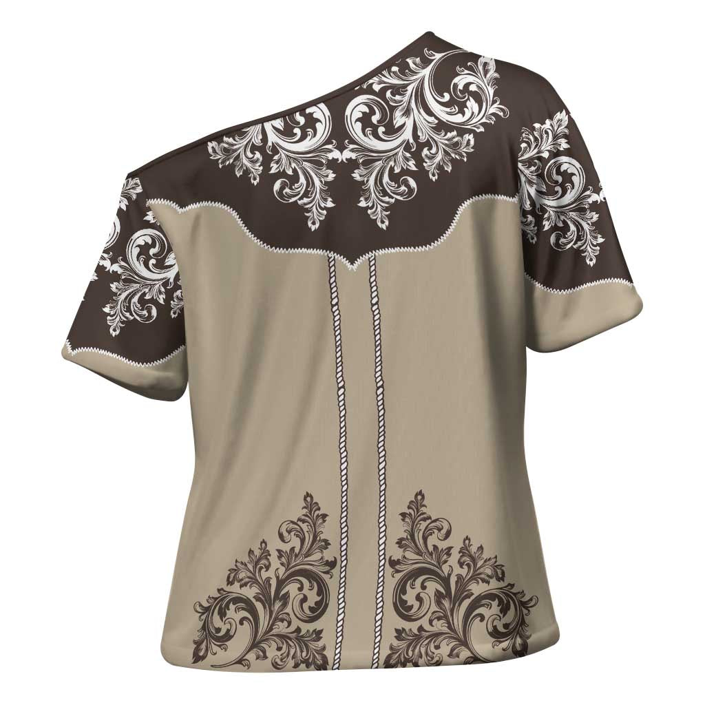 Vintage Western Cowboy Cross Shoulder Shirt Brown Version - Wonder Print Shop