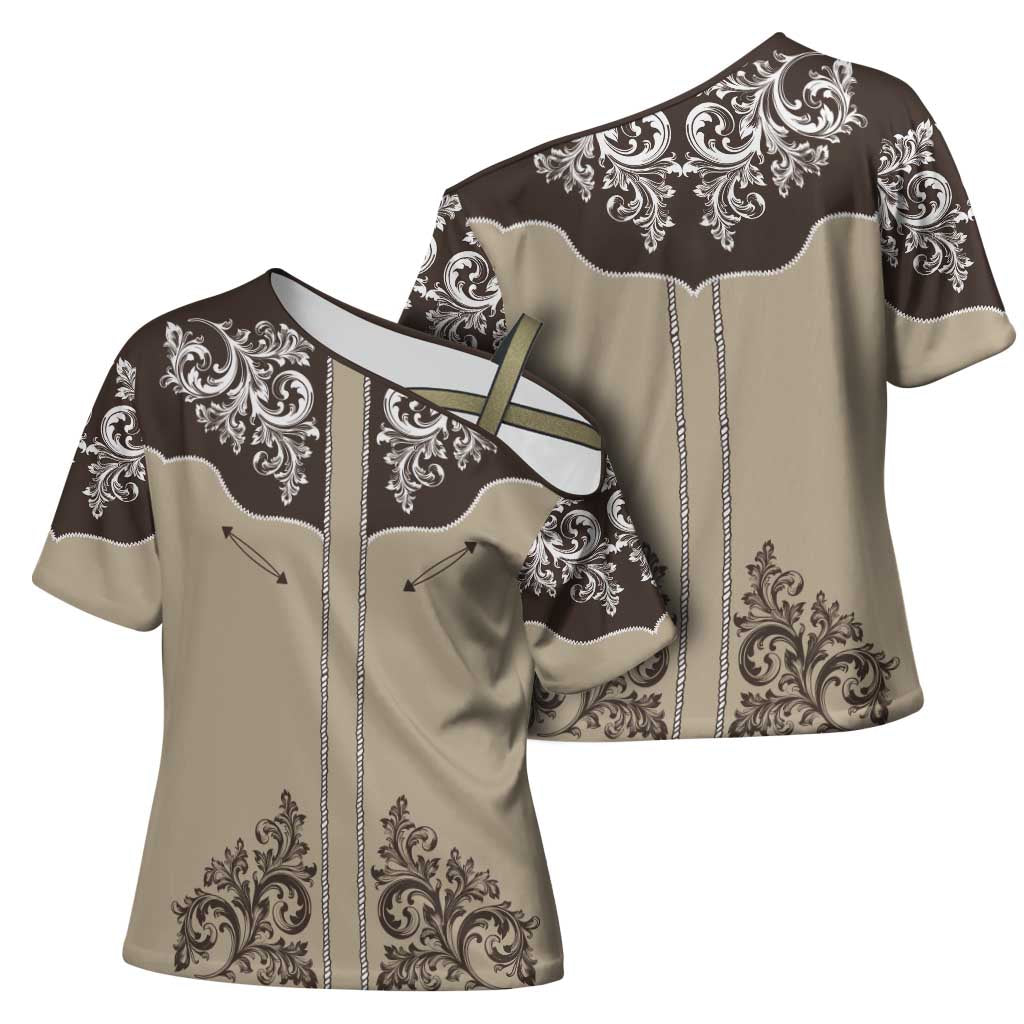 Vintage Western Cowboy Cross Shoulder Shirt Brown Version - Wonder Print Shop
