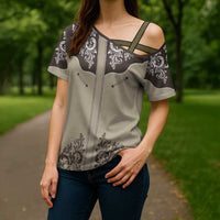 Vintage Western Cowboy Cross Shoulder Shirt Brown Version - Wonder Print Shop