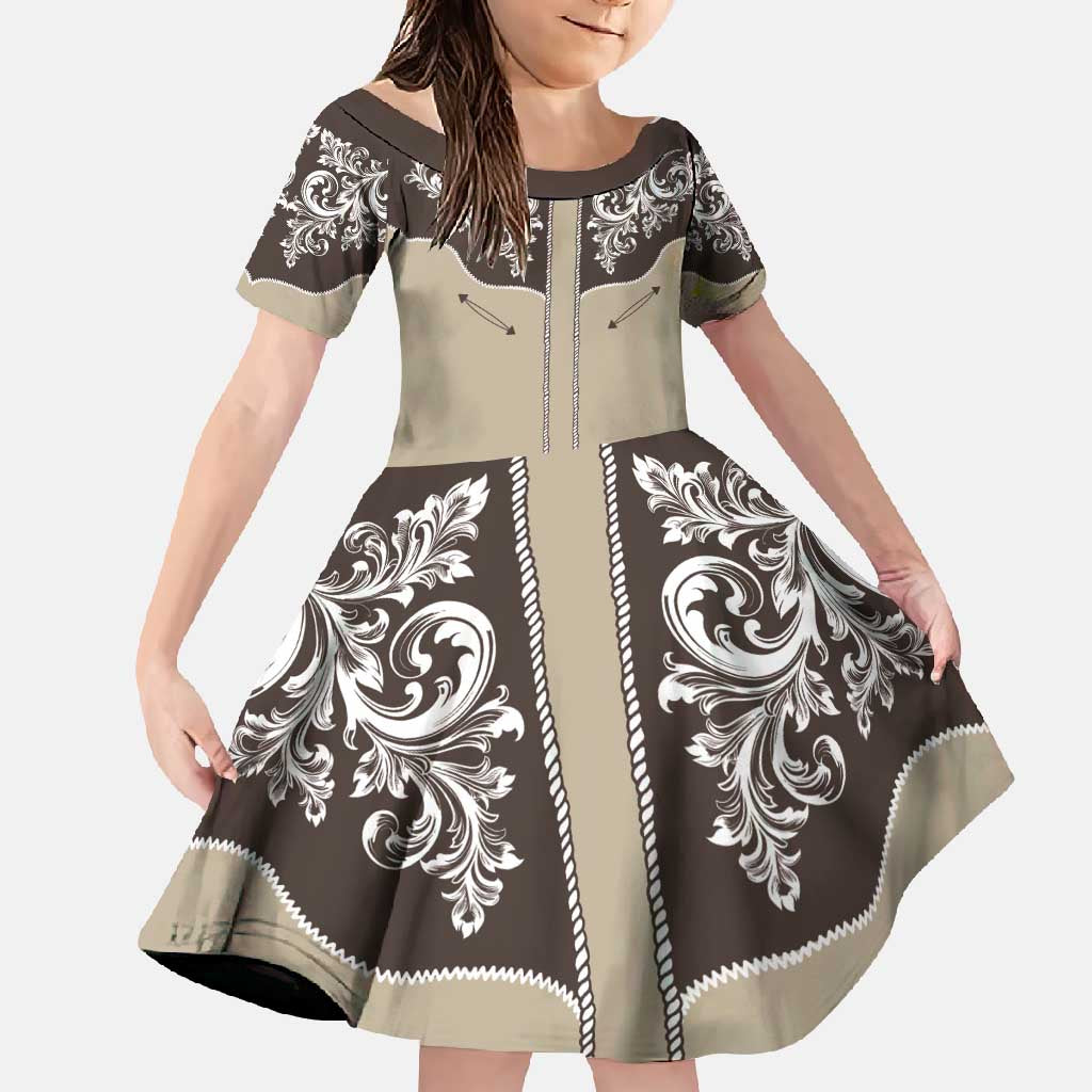 Vintage Western Cowboy Family Matching Long Sleeve Bodycon Dress and Hawaiian Shirt Brown Version - Wonder Print Shop