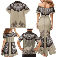 Vintage Western Cowboy Family Matching Mermaid Dress and Hawaiian Shirt Brown Version - Wonder Print Shop