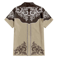 Vintage Western Cowboy Family Matching Off The Shoulder Long Sleeve Dress and Hawaiian Shirt Brown Version - Wonder Print Shop