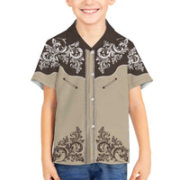 Vintage Western Cowboy Family Matching Off The Shoulder Long Sleeve Dress and Hawaiian Shirt Brown Version - Wonder Print Shop