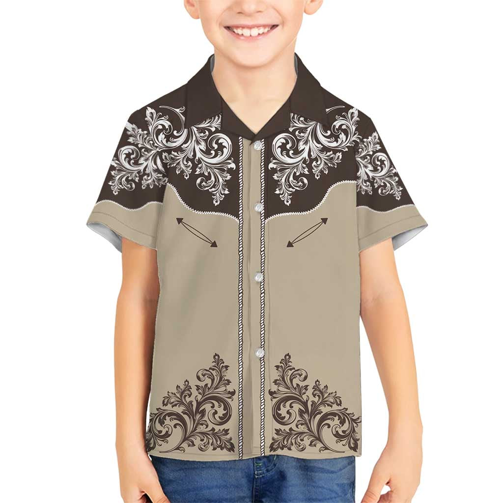 Vintage Western Cowboy Family Matching Puletasi and Hawaiian Shirt Brown Version - Wonder Print Shop