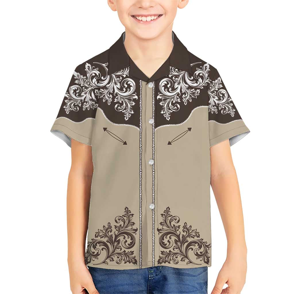 Vintage Western Cowboy Family Matching Short Sleeve Bodycon Dress and Hawaiian Shirt Brown Version - Wonder Print Shop