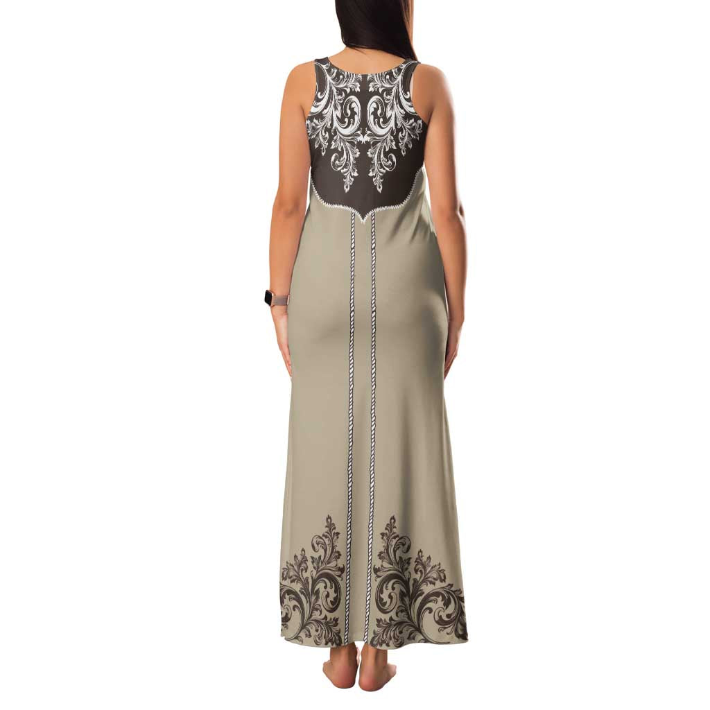 Vintage Western Cowboy Family Matching Tank Maxi Dress and Hawaiian Shirt Brown Version - Wonder Print Shop