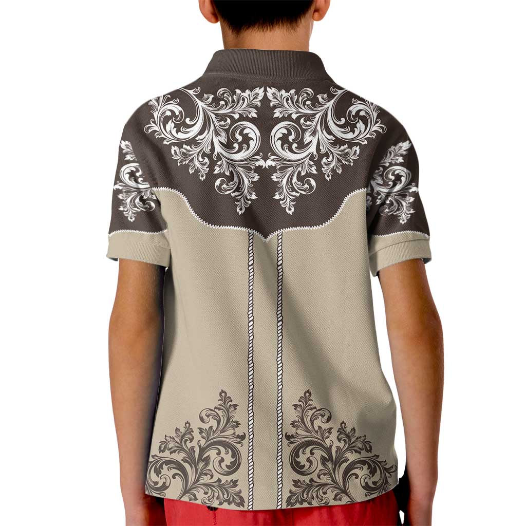 Vintage Western Cowboy Kid Polo Shirt Brown Version - Wonder Print Shop