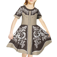 Vintage Western Cowboy Kid Short Sleeve Dress Brown Version - Wonder Print Shop