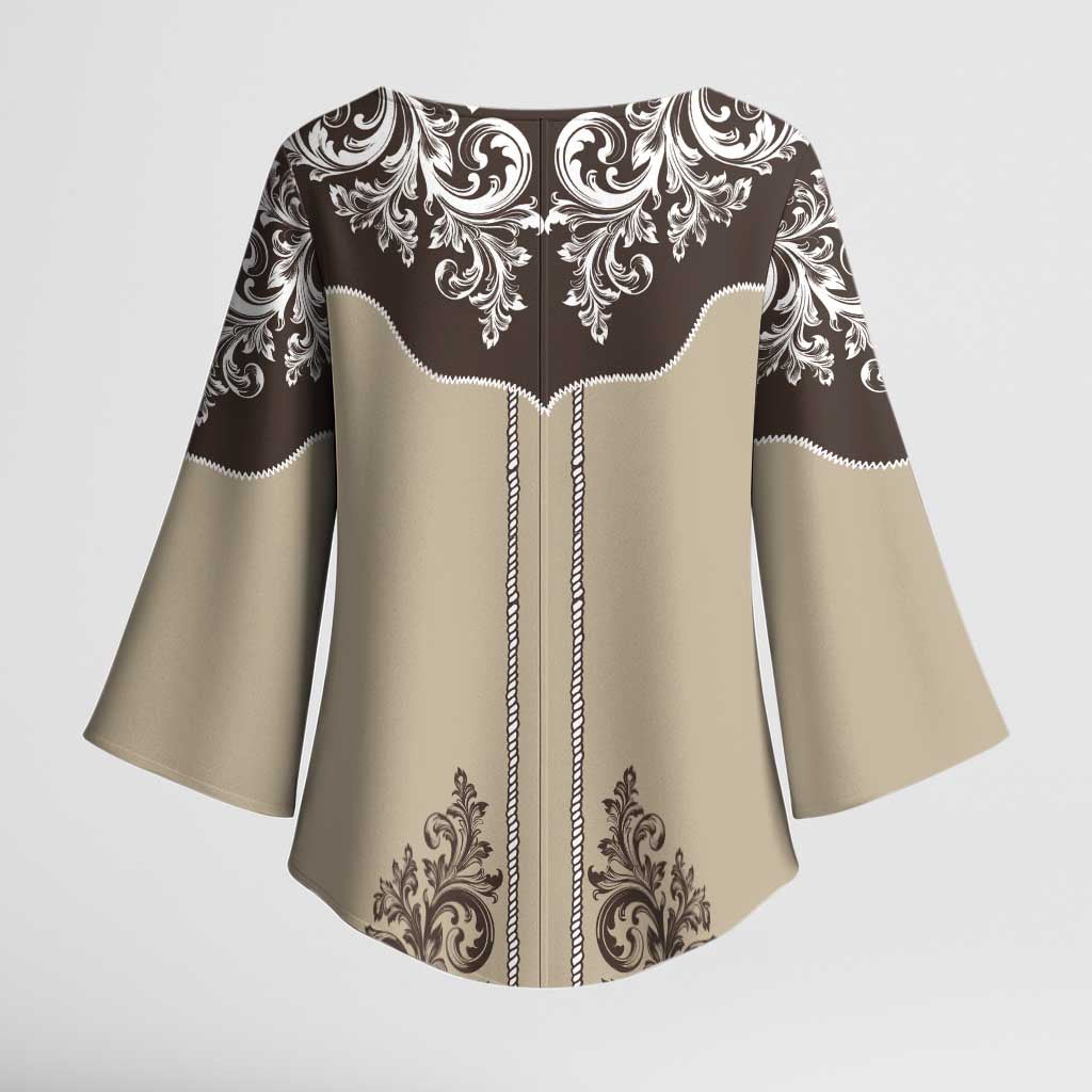 Vintage Western Cowboy Kimono Sleeve Blouse Brown Version - Wonder Print Shop
