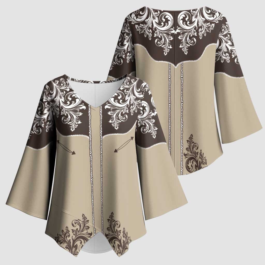 Vintage Western Cowboy Kimono Sleeve Blouse Brown Version - Wonder Print Shop