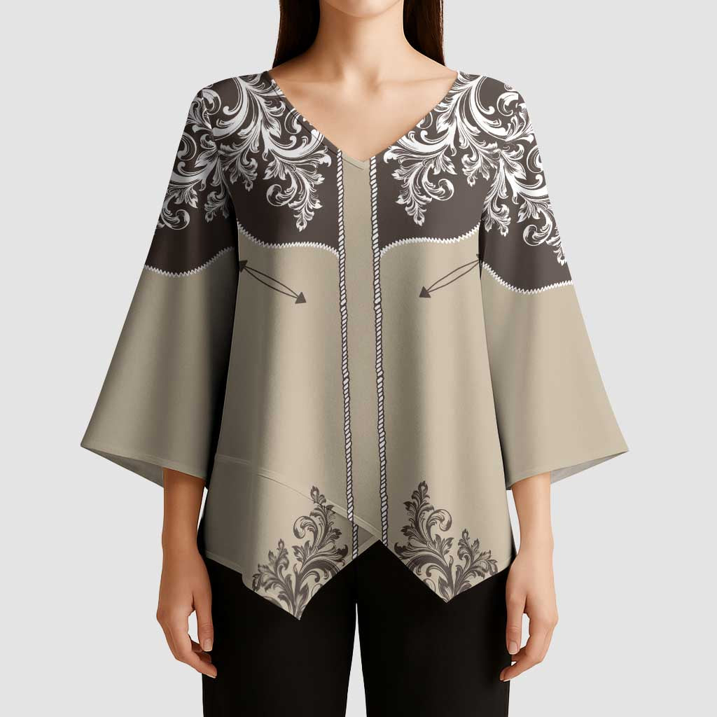 Vintage Western Cowboy Kimono Sleeve Blouse Brown Version - Wonder Print Shop