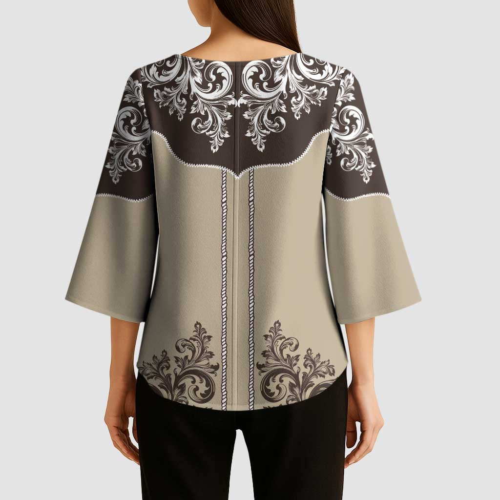 Vintage Western Cowboy Kimono Sleeve Blouse Brown Version - Wonder Print Shop