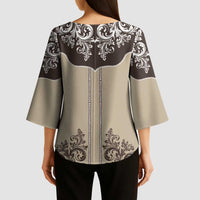 Vintage Western Cowboy Kimono Sleeve Blouse Brown Version - Wonder Print Shop