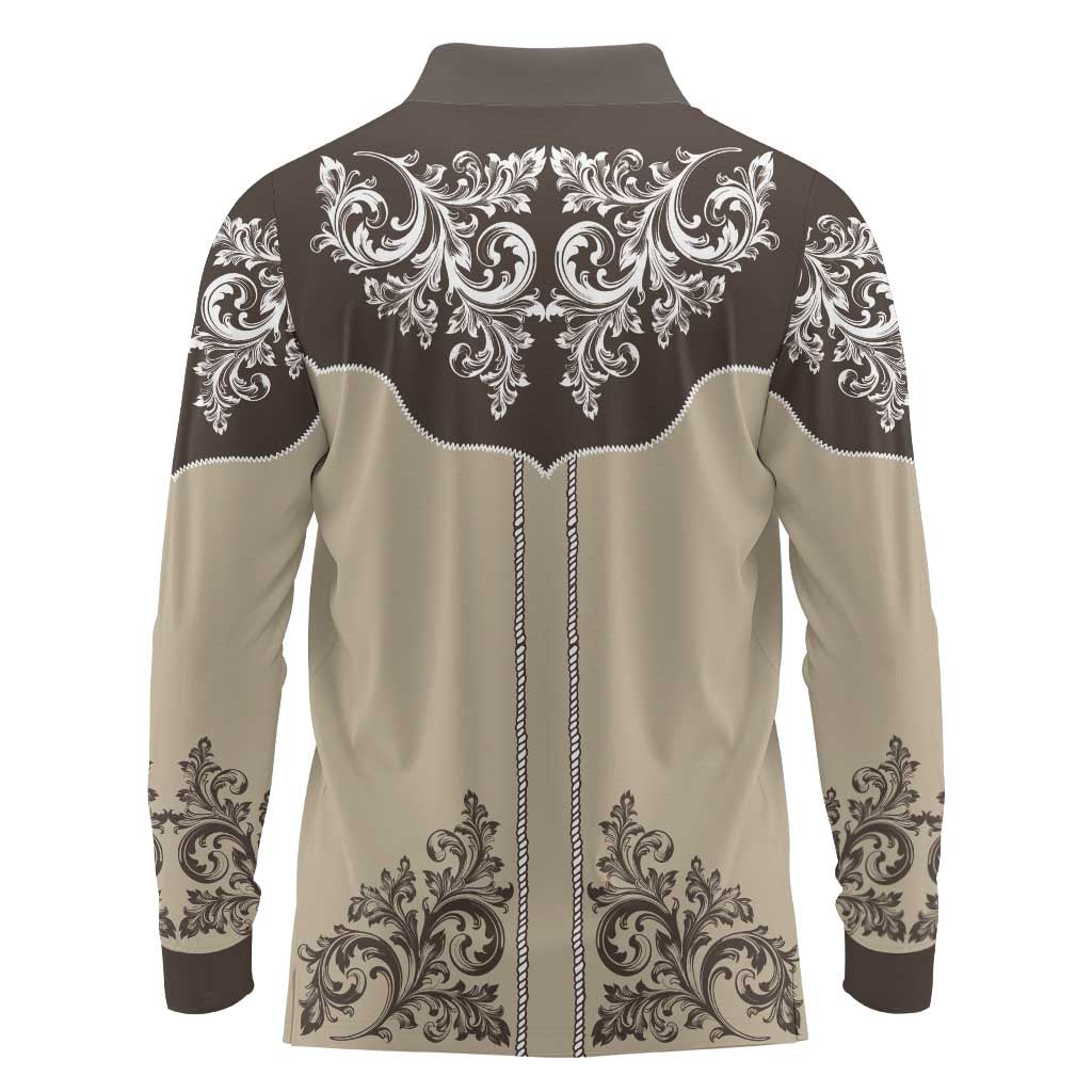 Vintage Western Cowboy Long Sleeve Polo Shirt Brown Version - Wonder Print Shop