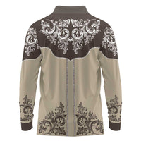 Vintage Western Cowboy Long Sleeve Polo Shirt Brown Version - Wonder Print Shop