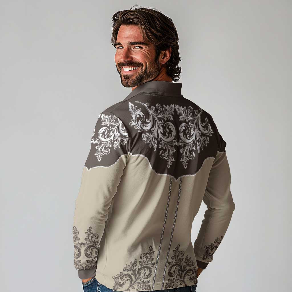 Vintage Western Cowboy Long Sleeve Polo Shirt Brown Version - Wonder Print Shop