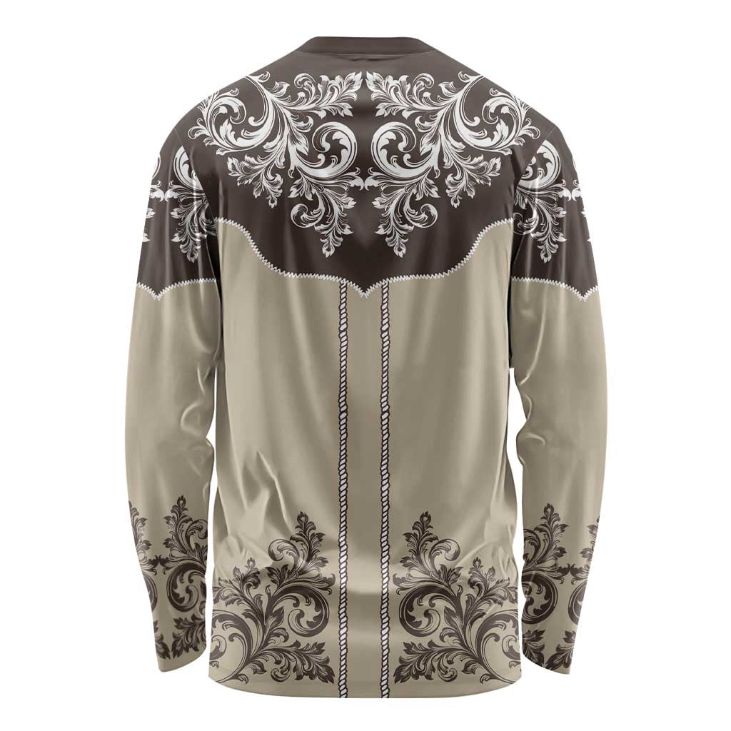 Vintage Western Cowboy Long Sleeve Shirt Brown Version - Wonder Print Shop