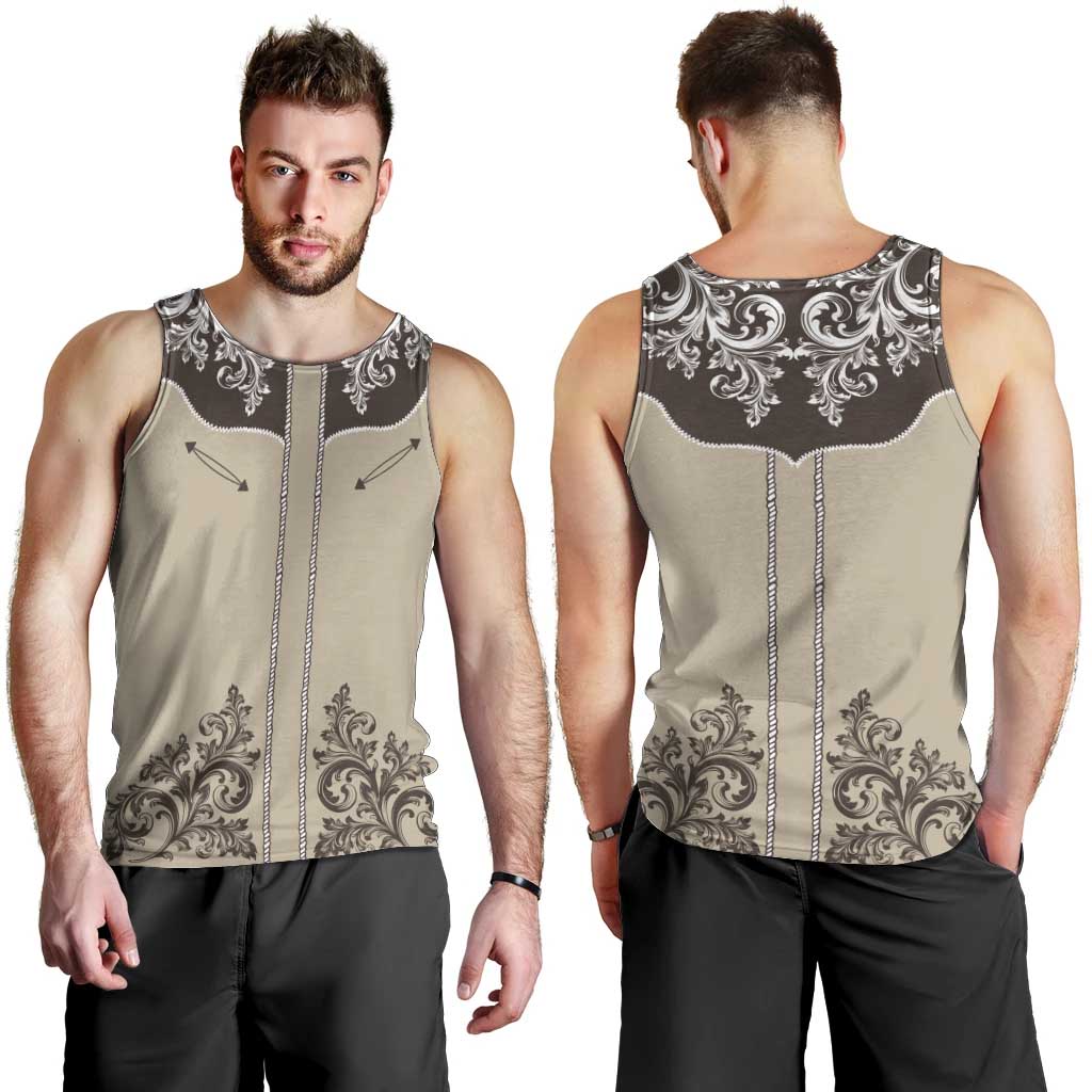 Vintage Western Cowboy Men Tank Top Brown Version - Wonder Print Shop