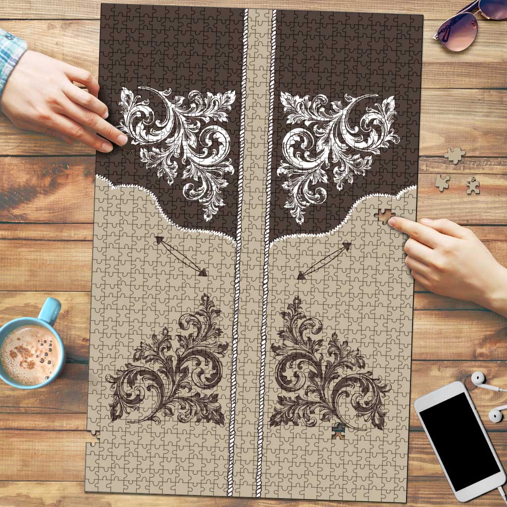 Vintage Western Cowboy Puzzle Brown Version - Wonder Print Shop