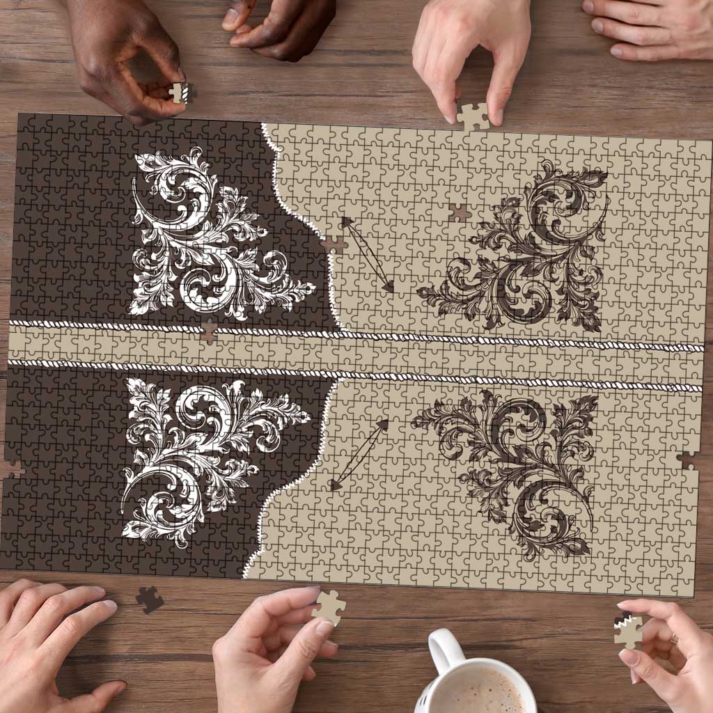 Vintage Western Cowboy Puzzle Brown Version - Wonder Print Shop