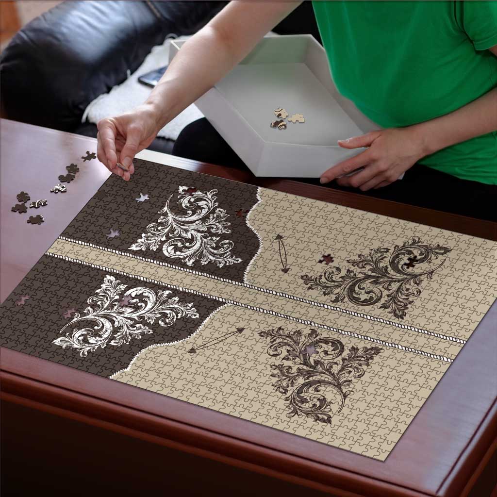 Vintage Western Cowboy Puzzle Brown Version - Wonder Print Shop