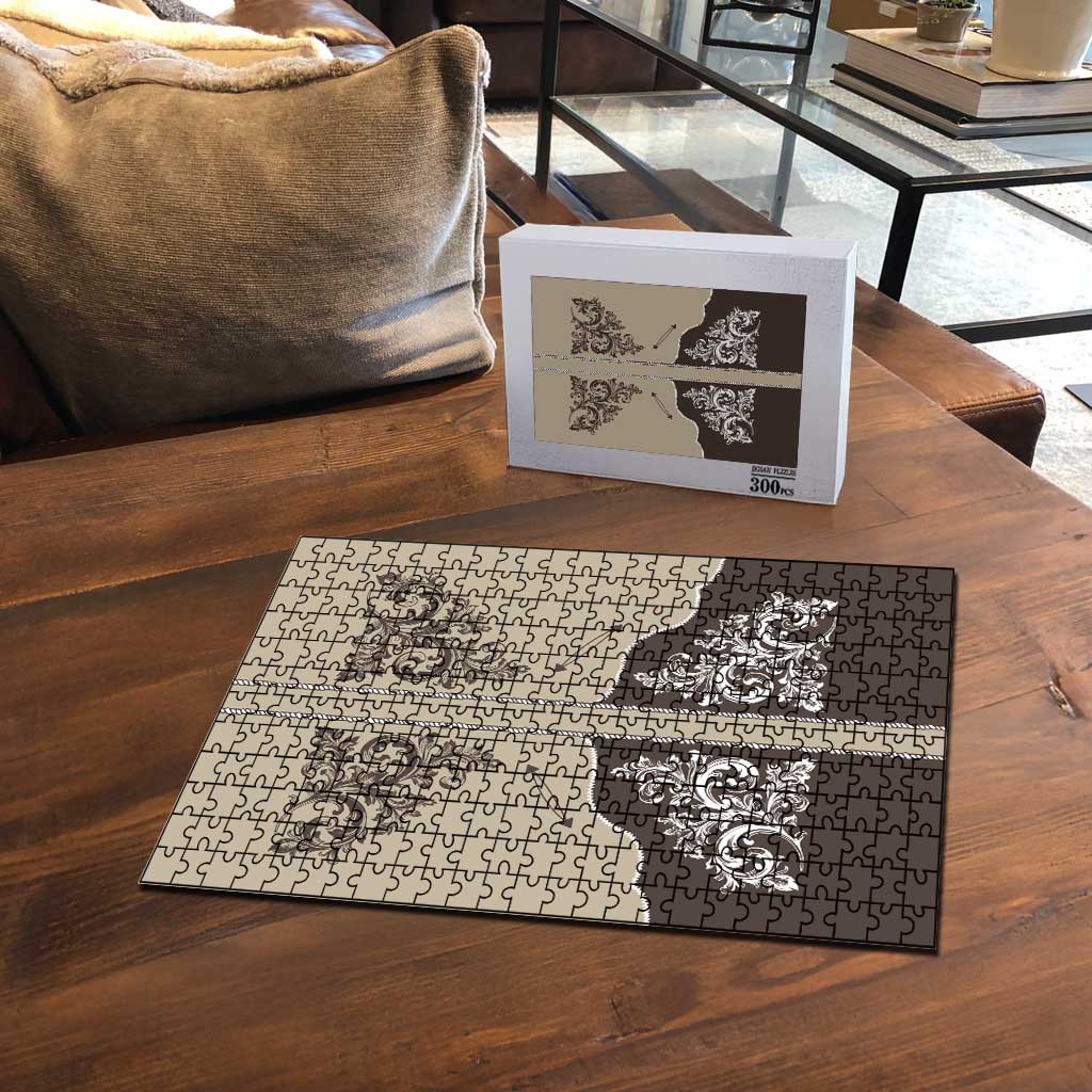 Vintage Western Cowboy Puzzle Brown Version - Wonder Print Shop