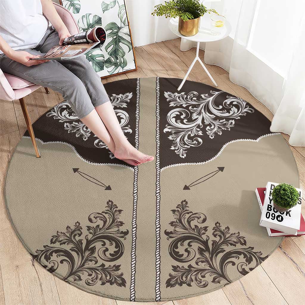 Vintage Western Cowboy Round Carpet Brown Version - Wonder Print Shop