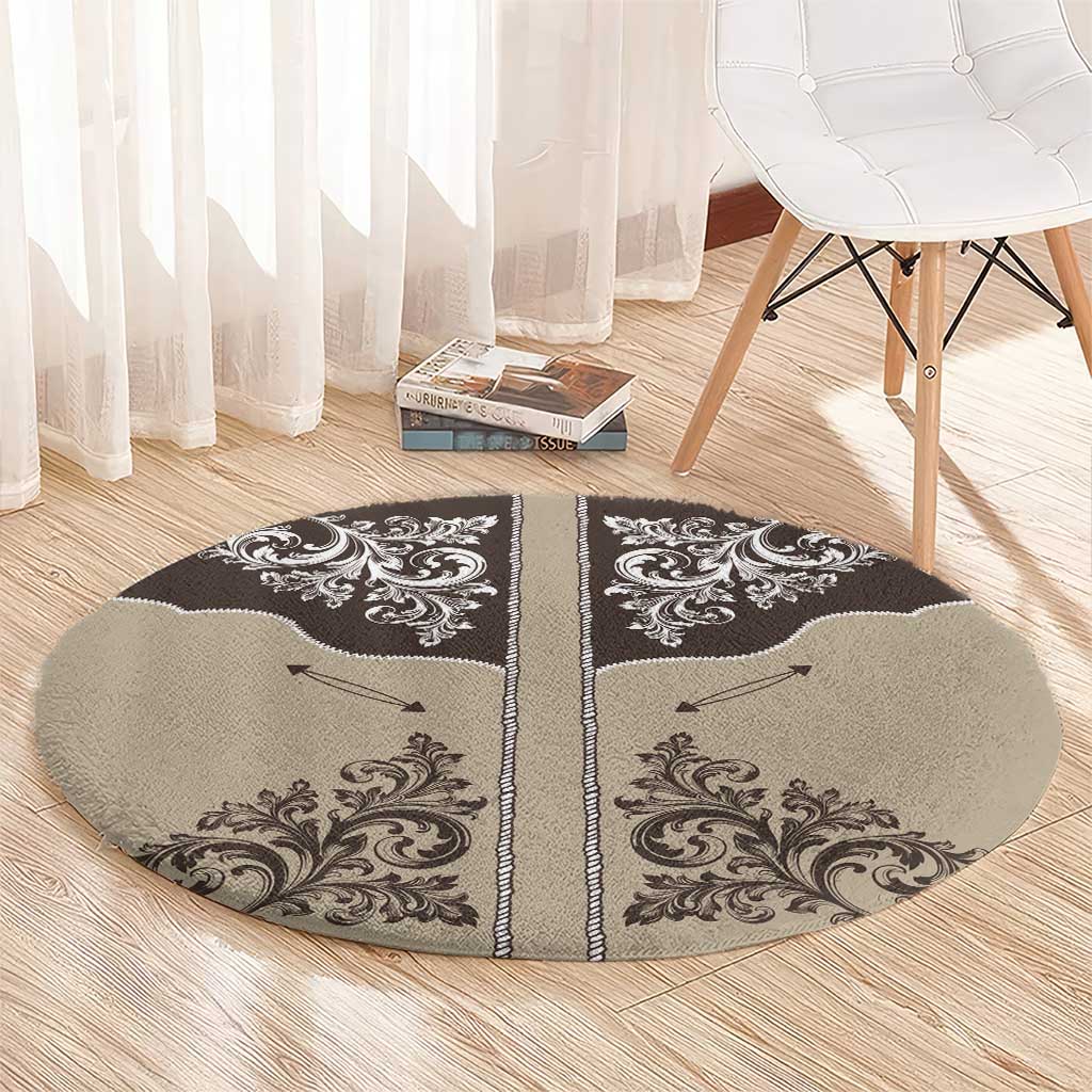 Vintage Western Cowboy Round Carpet Brown Version - Wonder Print Shop