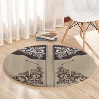 Vintage Western Cowboy Round Carpet Brown Version - Wonder Print Shop