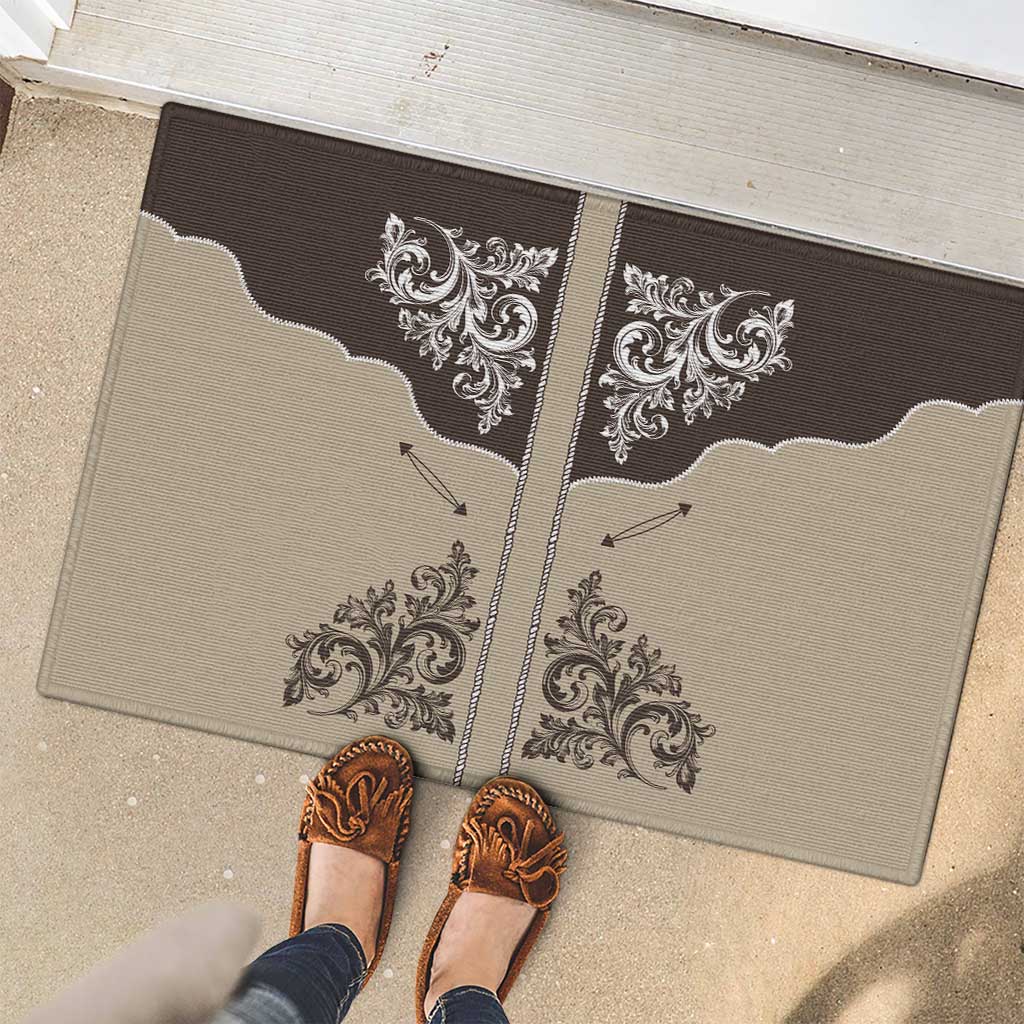 Vintage Western Cowboy Rubber Doormat Brown Version - Wonder Print Shop