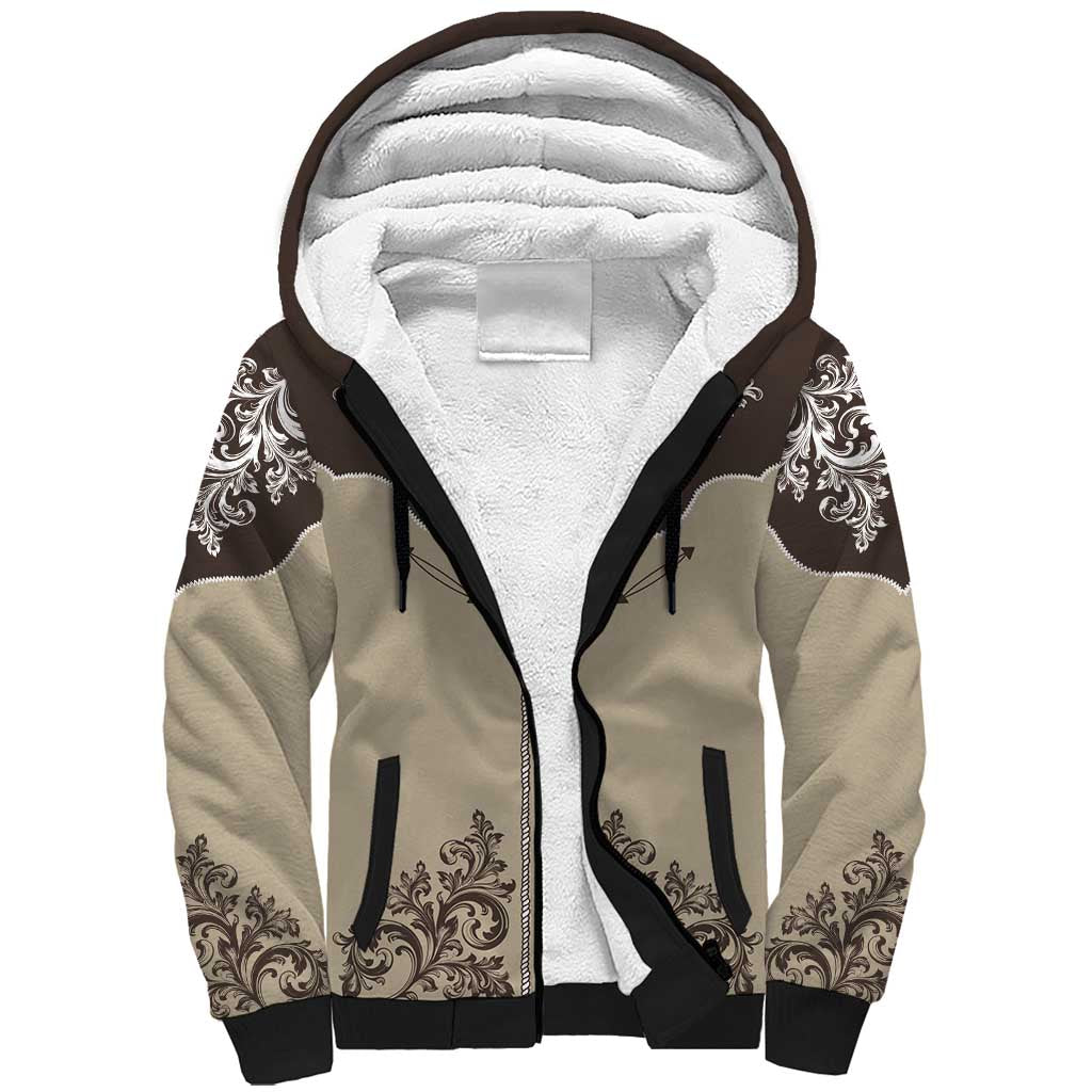 Vintage Western Cowboy Sherpa Hoodie Brown Version - Wonder Print Shop