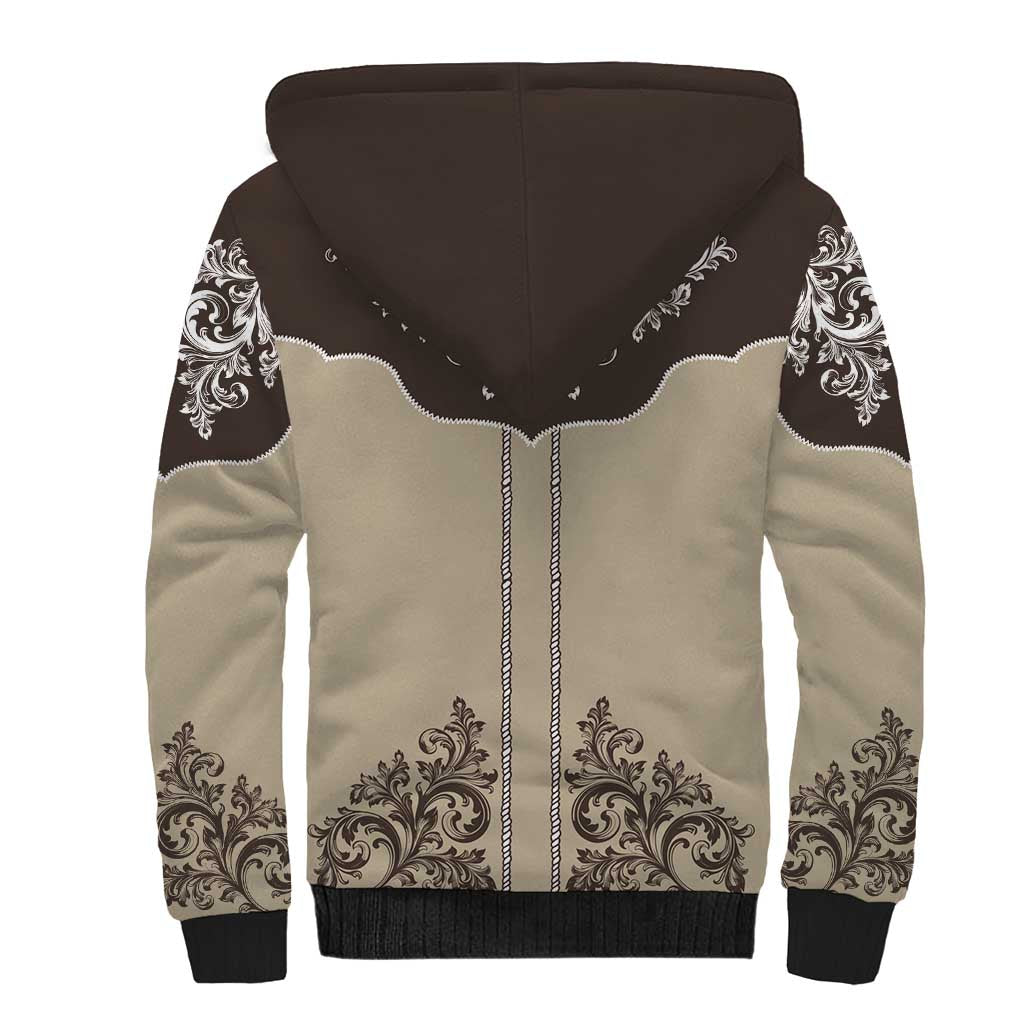Vintage Western Cowboy Sherpa Hoodie Brown Version - Wonder Print Shop