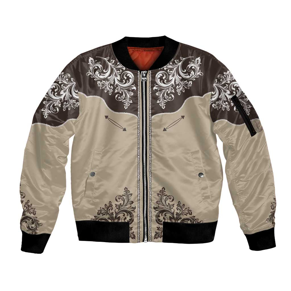 Vintage Western Cowboy Sleeve Zip Bomber Jacket Brown Version - Wonder Print Shop