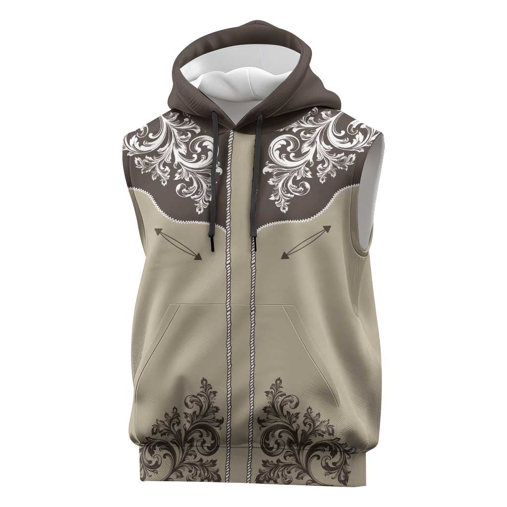 Vintage Western Cowboy Sleeveless Hoodie Brown Version - Wonder Print Shop