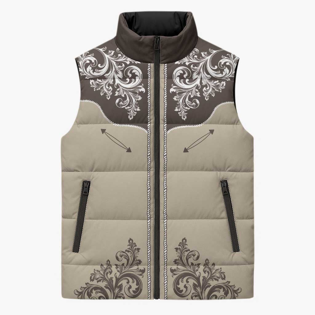 Vintage Western Cowboy Sleeveless Puffer Jacket Brown Version - Wonder Print Shop