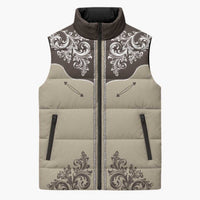 Vintage Western Cowboy Sleeveless Puffer Jacket Brown Version - Wonder Print Shop