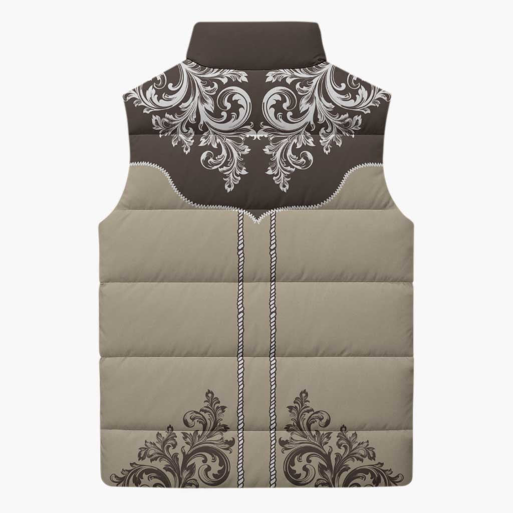 Vintage Western Cowboy Sleeveless Puffer Jacket Brown Version - Wonder Print Shop