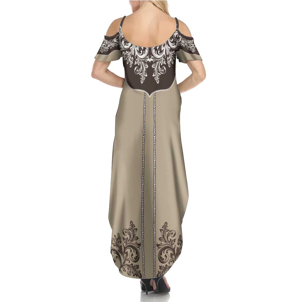 Vintage Western Cowboy Summer Maxi Dress Brown Version - Wonder Print Shop