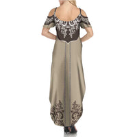 Vintage Western Cowboy Summer Maxi Dress Brown Version - Wonder Print Shop