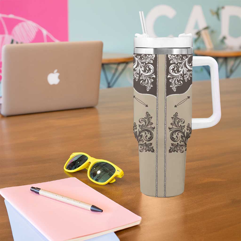 Vintage Western Cowboy Tumbler With Handle Brown Version - Wonder Print Shop