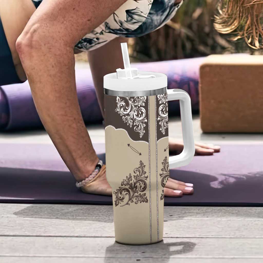 Vintage Western Cowboy Tumbler With Handle Brown Version - Wonder Print Shop