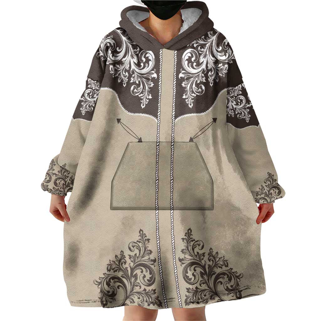 Vintage Western Cowboy Wearable Blanket Hoodie Brown Version - Wonder Print Shop