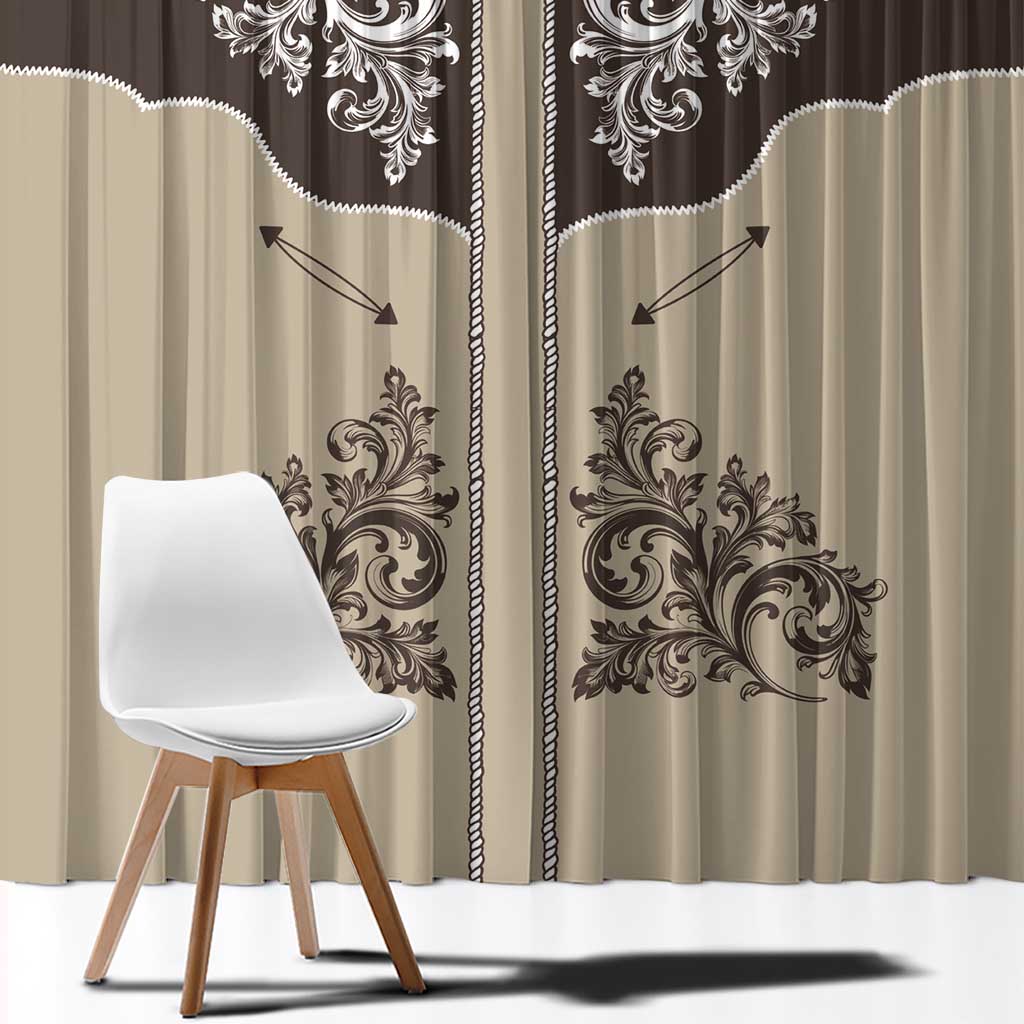 Vintage Western Cowboy Window Curtain Brown Version - Wonder Print Shop