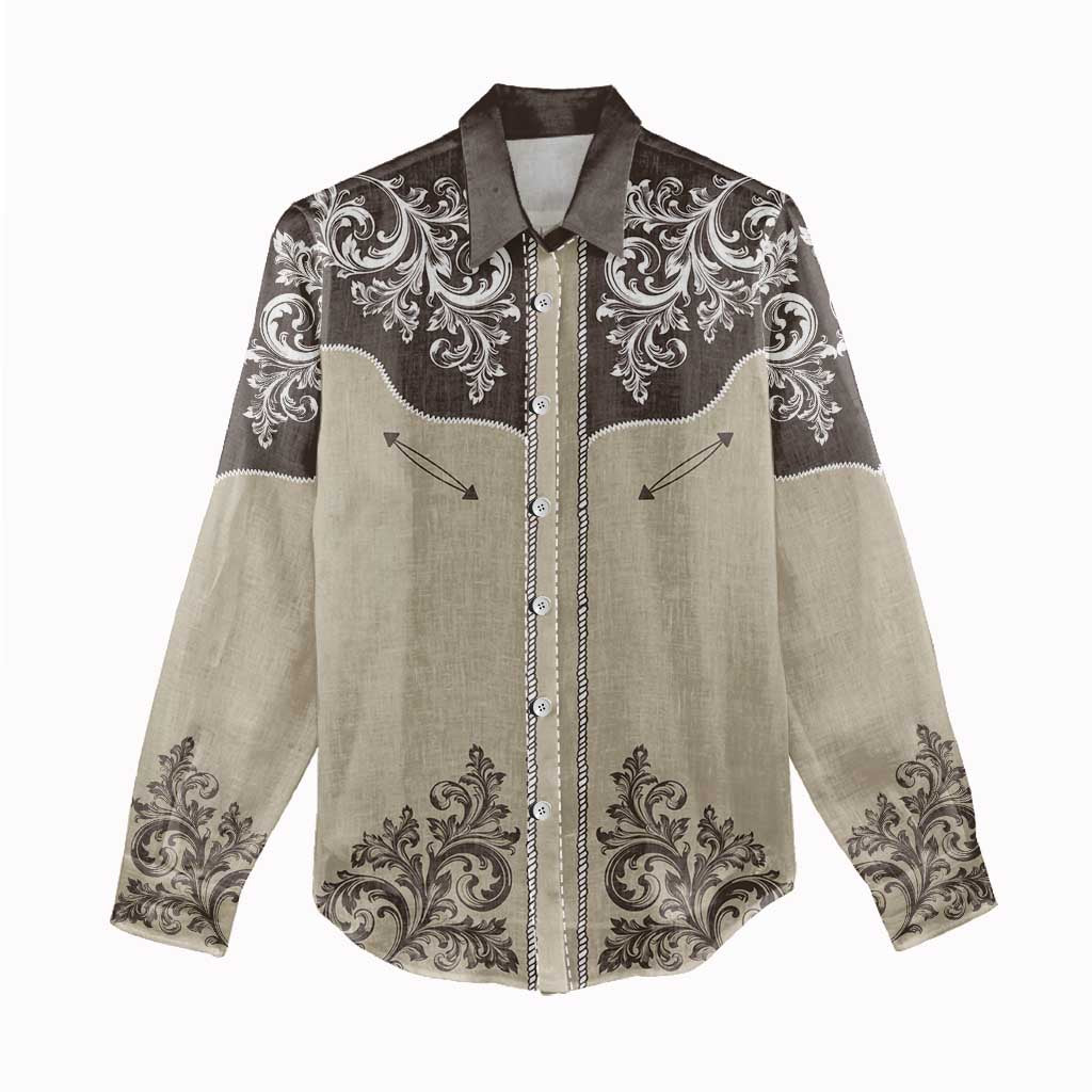 Vintage Western Cowboy Women Casual Shirt Brown Version - Wonder Print Shop